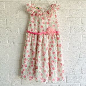 Samara Pink White Floral Dress Lace Easter Size 5 Sleeveless Ruffle New Spring